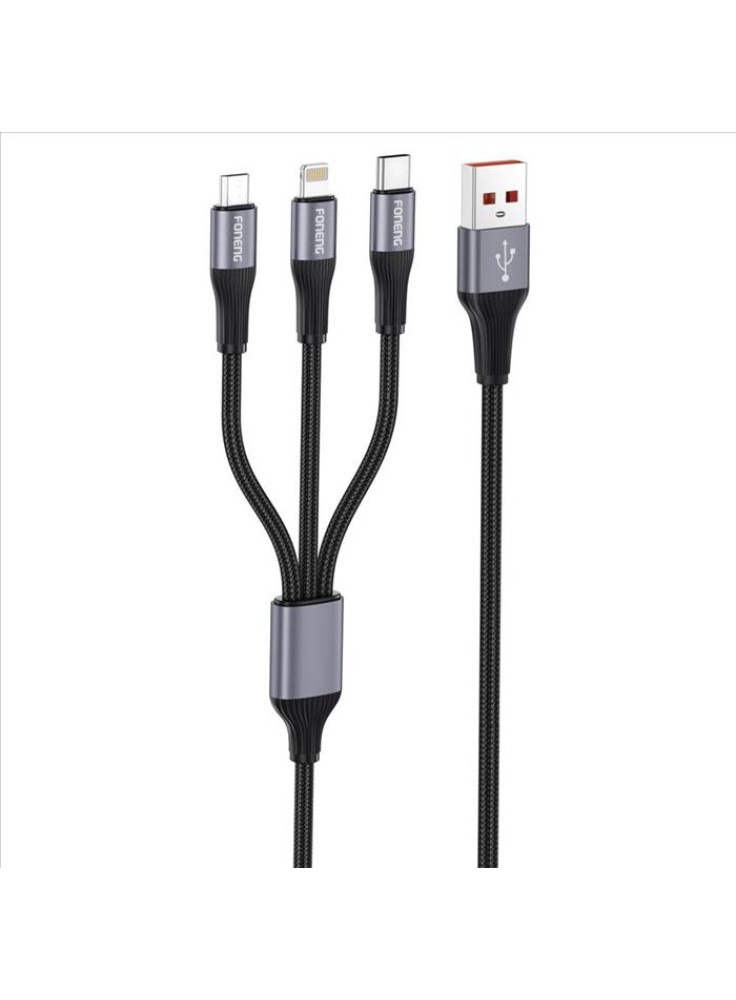 CABLE IPHONE X112 BK 3A 1MT TRENZ FONENG