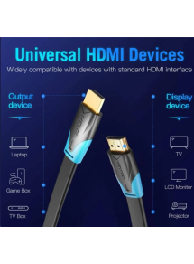 CABLE HDMI FLAT 4K 60HZ / 8M / NEGRO VAA-B02-L800