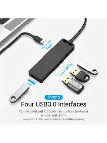 HUB 5 EN 1 TIPO C A 4 X USB 3.0 / 0.15M TGKBB