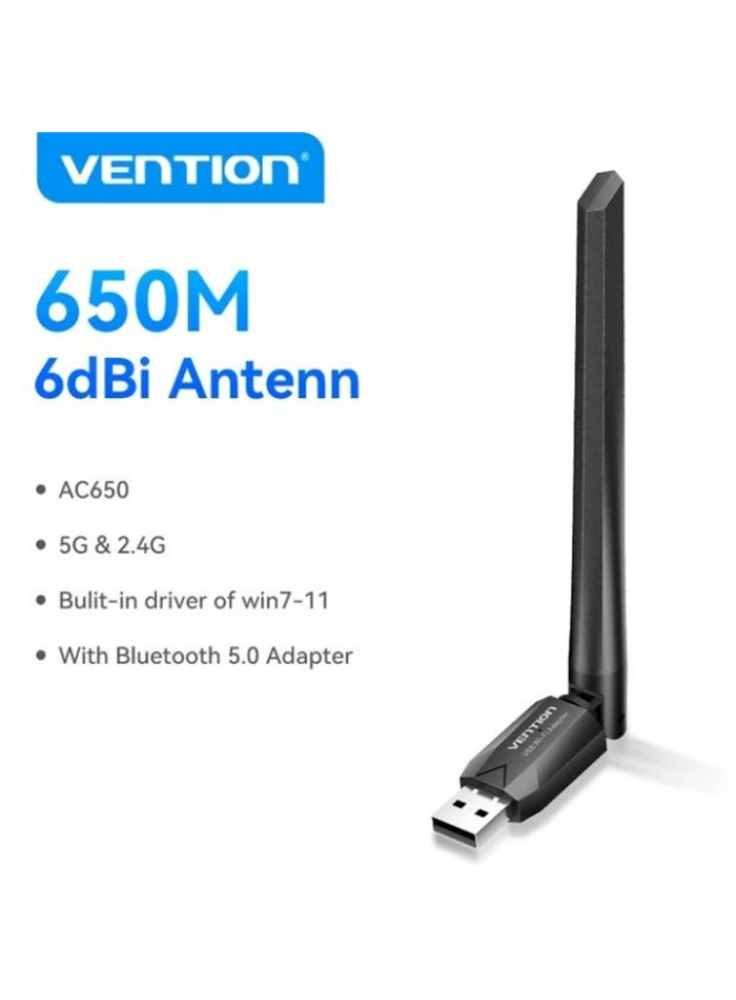 ADAPTADOR USB WIFI VENTION DOBLE BANDA AC650